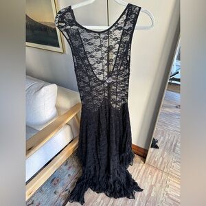 Free People Black Lace Backless Dress